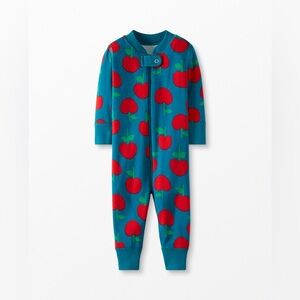 Hanna Andersson Apples Zippy Baby Girl Pajamas Size 0-3 Months 100% Organic